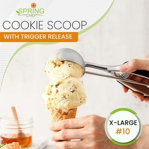 Scoop per gelato Extra Large da Chef primaverile n. 10 5.5 cucchiaio comodo manico 2 confezioni in metallo nero a forma di frutta