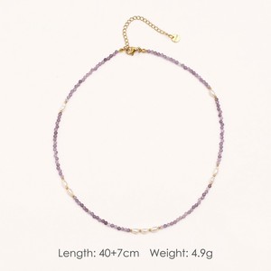 Collar JinSpark 'Aetheric Bloom' con Cuentas de Amatista Natural y <span class=keywords><strong>Perlas</strong></span> de Agua Dulce - Chapado en Oro de 18K, Romántico, Ligero, de Lujo y Curativo - Product Image 3