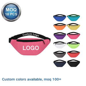 Low MOQ 10pcs Custom Logo Printed Outdoor Sport Zipper Closure Casual Style Pocket <strong>Navy</strong> Blue Waist <strong>Bag</strong> for Corporate Gifts - Product Image 1