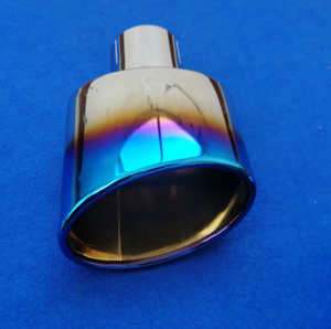 Tubo de escape ovalado de acero inoxidable 150 con punta <span class=keywords><strong>azul</strong></span> quemada de 304 MM, silenciador de coche, Punta final, accesorio de escape de rendimiento pulido - Product Image 6