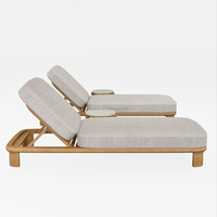 Lit de salon de style luxueux pour l'extérieur, structure en teck robuste, matelas en éponge épaisse imperméable, utilisation toute saison sur la terrasse