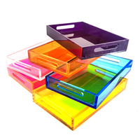 Boîte à Cube en acrylique colorée colorée, présentoir carré à 5 faces, présentoir de bureau et exposition de bijoux, organisateurs de maquillage, 1 pièce