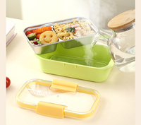 Japanse stijl roestvrijstalen lunchboxen 500ml/600ml enkel/dubbel compartiment lekvrij bentobox met transparant deksel aangepaste logo