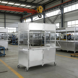 Carrito de Comida Plegable de Acero Inoxidable con 4 Ruedas, Garantía de 2 Años, Resistente a la Oxidación, para Exteriores, Helados, Café, Hot Dogs, Dulces - Product Image 1