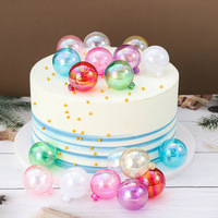 Ychon gros 10 pièces Pack perle brillant Transparent bulle plastique Faux boules gâteau Topper pour gâteau décoration de fête de noël