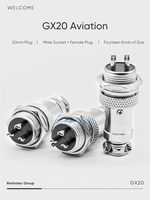 Conector Circular de Aviación GX20-5P de 5 Pines Macho para Montaje en Chasis