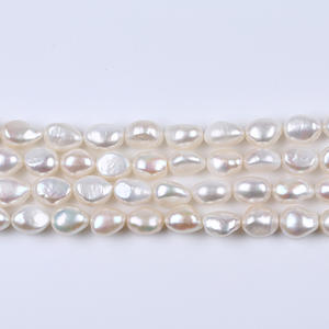 Collier de perles d'eau douce baroques double face 11-12 mm, forte luminosité, trou droit, bracelet DIY de Zhuji - Product Image 2