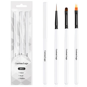 Pinceau d'art d'<span class=keywords><strong>ongle</strong></span> en nylon synthétique de haute qualité manche en bois <span class=keywords><strong>blanc</strong></span> 3 pièces/ensemble pinceau d'art d'<span class=keywords><strong>ongle</strong></span> de marque privée Liner/Gel/Ombre vente entière - Product Image 2