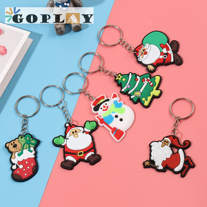 Creative Custom 2D/3D PVC Personalized Christmas Ring Make Promotional Gift Soft Rubber Keychain Custom Soft Rubber Keychain
