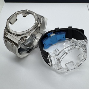 Pour <span class=keywords><strong>Casio</strong></span> <span class=keywords><strong>G</strong></span>-<span class=keywords><strong>Shock</strong></span> Black Knight GA-110/100/120, boîtier transparent modifié avec bracelet en caoutchouc fluoré et boucle à ardillon - Product Image 2