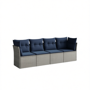 Ensemble de canapés de patio en polyrotin gris 5 places, mobilier d'extérieur durable au design contemporain, style banc moderne - Product Image 1