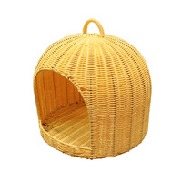 Panier pour chat en rotin tressé en PP écologique, avec poignées, résistant à la moisissure, respirant, facile à nettoyer, pour usage intérieur