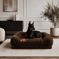 Canapé-lit pour animaux de compagnie en fausse fourrure léopard de luxe, housse amovible et lavable, lit orthopédique pour chien à haute résilience, support personnalisé, livraison directe
