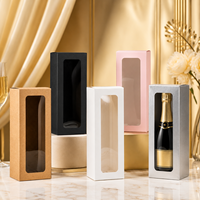 Boîtes cadeaux en papier pour bouteilles de vin, écologiques, recyclables, personnalisées, avec fenêtre transparente