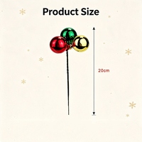 Galvanisierte 20cm 3-Farbige Glänzende Weihnachtskugel mit Künstlichem Stiel für Weihnachtsbaum, Kranz, Vasenarrangement, Umweltfreundlich, Fabrikherstellung, Festtagsdekoration