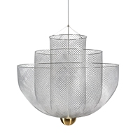 Lustre en maille de designer italien, lampe suspendue LED, fer forgé superposé, luxe moderne pour restaurant, salon, hôtel, villa, salle à manger