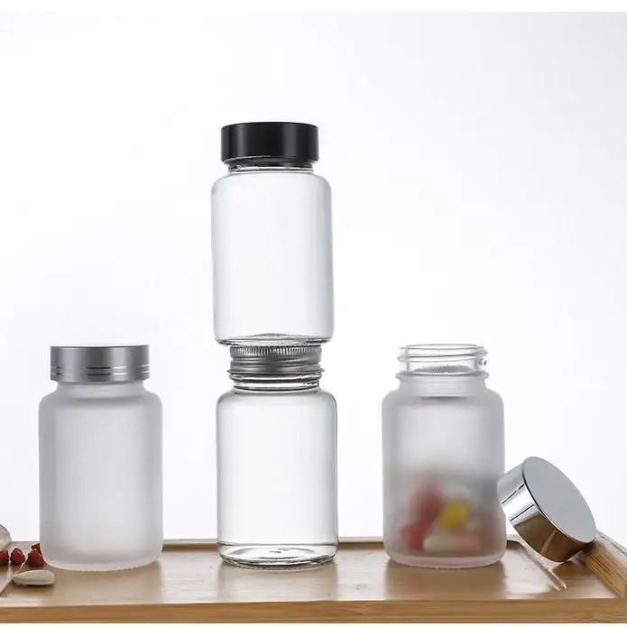 Etiquetas vazias por atacado para farmácia, recipiente de vidro para cápsulas de vitaminas, embalagem de frascos organizadores de comprimidos