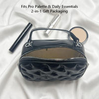 Sac bandoulière matelassé en PU noir de luxe 3D effet popcorn avec fermeture éclair, personnalisable avec logo, portable, multifonctionnel, pochette cadeau pour produits de soin