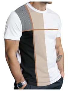 Men's Casual T <b>Shirts</b> Short Sleeve Crew Neck Geometric Color Block <b>Patchwork</b> Tees Summer Tops - Product Image 4
