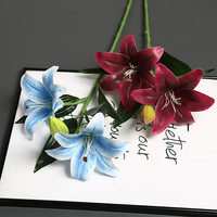 2 Blumen 1 Knospe Lilie Künstliche 3D-gedruckte Weiche PVC-Blumen Heimtextilien Hochzeits-Blumenarrangements Partydekoration