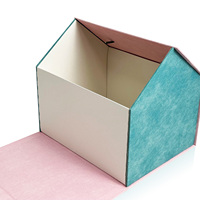 Boîte cadeau en forme de maison à fermeture magnétique portable pliable en carton gris récupérable conçue sur mesure