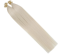 Extensions de cheveux Remy pré-collées à la kératine, couleur claire blond platine, double épaisseur, cheveux vierges slaves
