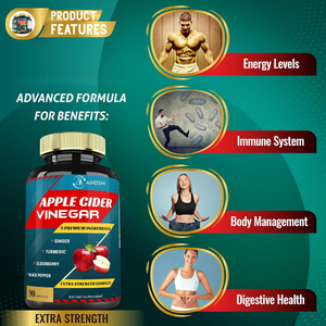 แคปซูลน้ำส้มสายชูหมักจากแอปเปิ้ลผสมวิตามินเอลเดอร์เบอร์รี่ ยอดขายดี สำหรับผู้ทานมังสวิรัติ ช่วยควบคุมน้ำหนัก ดีท็อกซ์ และส่งเสริมการย่อยอาหาร - Product Image 4