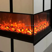 Chimenea Eléctrica Moderna en Forma de L para Montar en la Pared, Chimenea Decorativa Empotrada con Llama de Colores y Control Remoto