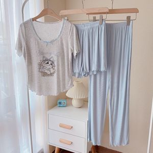 <span class=keywords><strong>Pigiama</strong></span> in tre pezzi di successo con imbottitura sul petto estivo a maniche corte puro desiderio stile Loungewear da <span class=keywords><strong>donna</strong></span> carino stile <span class=keywords><strong>gatto</strong></span> sottile - Product Image 1