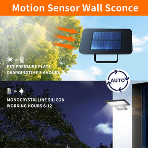 Hiện đại màu đen cảm biến chuyển động tường sconce nhỏ bên ngoài pin Powered ánh sáng ngoài trời di động không dây KHÁCH SẠN năng lượng mặt trời đèn tường - Product Image 2