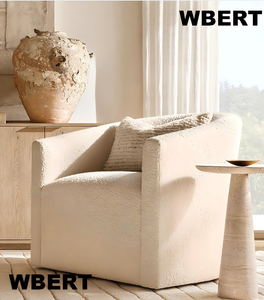 Table d'appoint en marbre WBERT, base en piédestal, style minimaliste moderne, meubles faits à la main pour le salon - Product Image 1