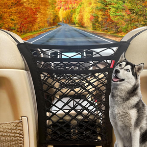 Red organizadora de malla de 3 capas para coche, bolsa de red elástica para almacenamiento en el respaldo del asiento, barrera para mascotas y niños en el asiento trasero, bolsa de red para almacenamiento del conductor - Product Image 1