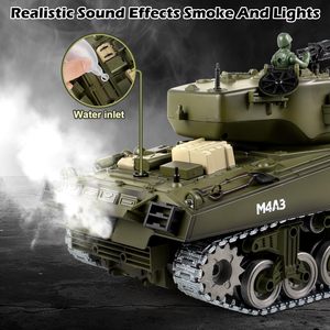<span class=keywords><strong>Char</strong></span> d'assaut télécommandé DWI Dowellin 1:18, modèle M4A3 <span class=keywords><strong>Sherman</strong></span> en alliage métallique avec chenilles, jouet RC qui tire des billes et produit de la fumée. - Product Image 4