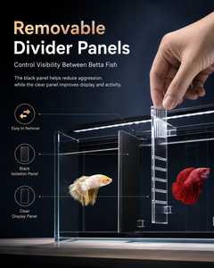 Acuario Rectangular de Vidrio con Sistema de Filtración Trasera, Acuario de Cría Aislado con Múltiples Compartimentos, Embalaje con Caja de Alimentación de 5W - Product Image 4