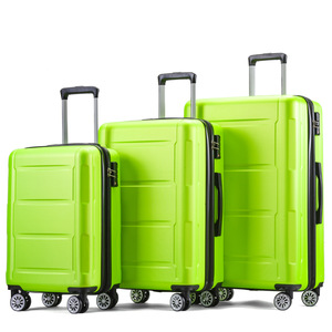 Ensemble de bagages rigides vert 3 pièces avec roulettes pivotantes et serrures TSA pour les voyages - Product Image 1