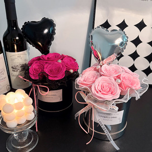 Caja de Rosas Preservadas Hechas a Mano de Lujo con Globo, Rosa Eterna en Caja Redonda, Regalo del Día de San Valentín para Ella, Regalo del Día de la Madre - Product Image 2