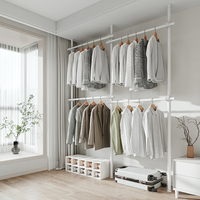 DIY Kombinations-Kleiderschrank Kleiderständer Metallgarderobe Schlafzimmer Kleiner Stehender Schwerlast-Kleiderständer zum Aufhängen von Kleidung