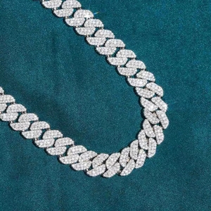 Chaîne Miami Cuban Link Iced Out <span class=keywords><strong>3</strong></span> rangs 12mm 14 16 18 20 VVS Moissanite Argent 925, certifiée GRA, passe le testeur - Product Image 4