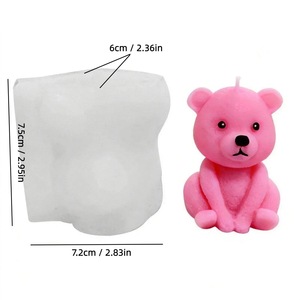 Valentine Teddy Bear Silicone Mold For Candle Cake Decoration Craft DIY Molding Tool Transparent White - Product Image 5