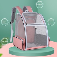 Sac de transport portable grande capacité en polyester respirant transparent à double bandoulière pour chats et chiens, utilisation toutes saisons, 7 kg