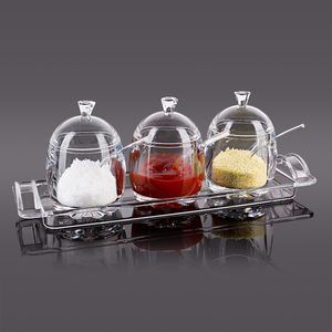 <span class=keywords><strong>Set</strong></span> Ecologico per Conservazione Alimenti in Cucina, Organizzatore Classico in Acrilico per Spezie, Contenitori Trasparenti per Sale, Zucchero e Spezie - Product Image 1