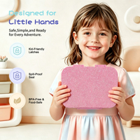 Boîte à lunch pour filles en acier inoxydable personnalisée en usine, avec couvercle en plastique chauffable, 3 compartiments, isolée, avec paillettes scintillantes, vente en gros