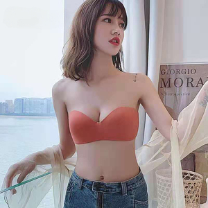 Sujetador sin Costuras de Algodón de Alta Calidad, Ropa Interior sin Tirantes para Mujer, Sujetador con Aros Finos y Fruncidos, Venta al por Mayor - Product Image 2