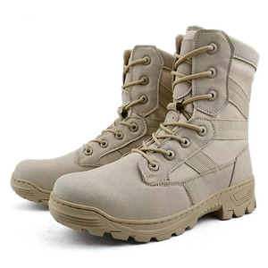 Bottes tactiques en cuir noir HBA03, imperméables, pour la randonnée en plein air, hautes, à lacets, pour le terrain. - Product Image 5