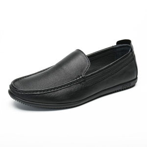 Mocassins pour hommes en cuir véritable souple, bout rond, semelle en caoutchouc, chaussures décontractées toutes saisons - Product Image 5
