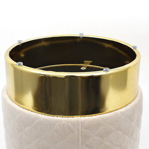 Customized Modern Living Room Fabric <strong>pink</strong> Velvet High Quality Golden Metal Base Ottoman Pouf <strong>Stool</strong> - Product Image 5