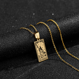 สร้อยคอเคลือบทองสแตนเลสสำหรับผู้หญิงดีไซน์ไพ่ทาโรต์ - Product Image 3