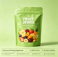 Op maat gemaakte staande ritssluitingszak van PET PE, hersluitbaar, voor gedroogd fruit, met gravure-digitaal drukwerk, kleine minimale bestelhoeveelheid voor het bewaren van snacks