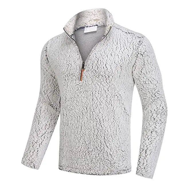 Custom Sherpa Top Stitch Casual Men's Regular Sleeve 1 4 Zip Pullover Polyester Shell Jackets