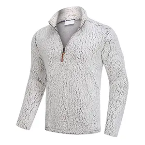 Custom Sherpa Top Stitch Casual Heren Normale Mouw 1 4 Zip Pullover Polyester Shell Jacks